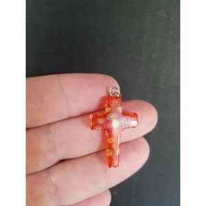 Millefiori Burnt Orange Cross Pendant